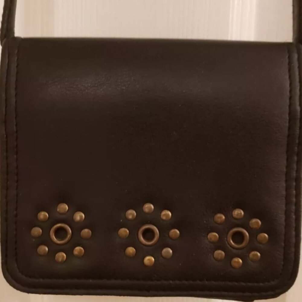 Vintage Black Crossbody Bag Purse Black Pockets Snap Closure Zippered 90s Y2K